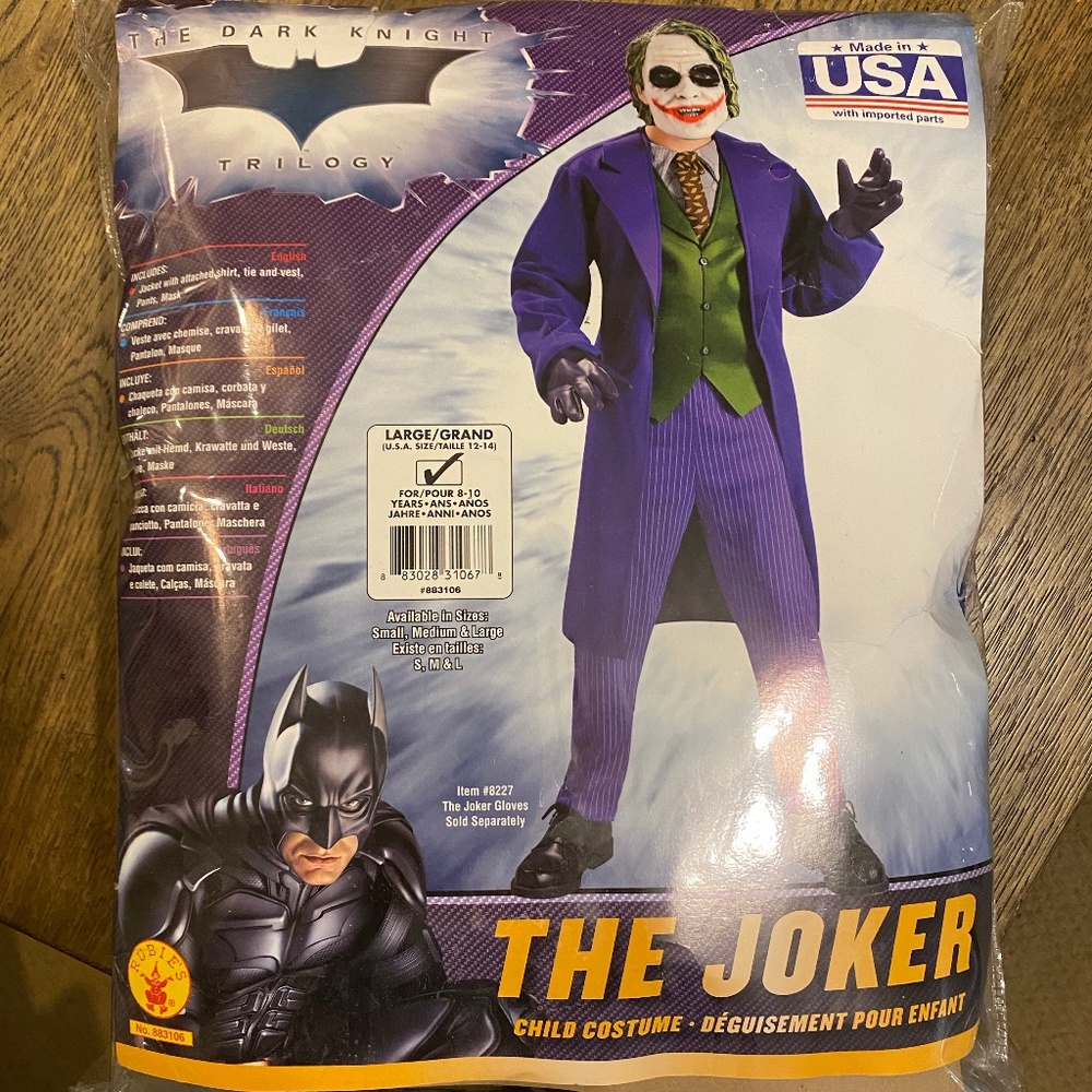 Joker Costume. Youth size. Worn once. Will ship ASAP!